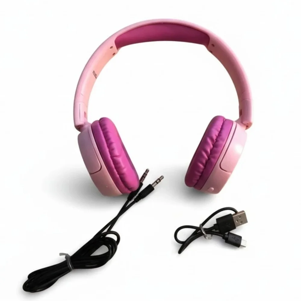 Pink 2-in-1 Wireless & Wired Kid Safe Headphones